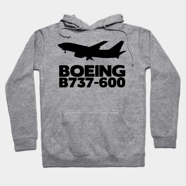 Boeing B737-600 Silhouette Print (Black) Hoodie by TheArtofFlying